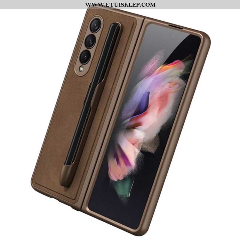 Etui do Samsung Galaxy Z Fold 3 5G Uchwyt Na Rysik Z Efektem Skóry Gkk